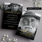 Real Foil Elegant Celebration of Life 2-Photo 箔招待状