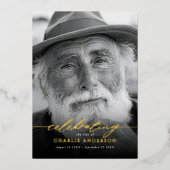 Real Foil Elegant Celebration of Life 2-Photo 箔招待状 (正面)