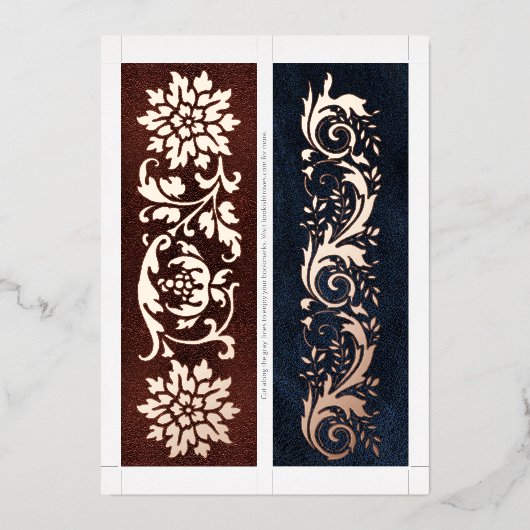 Real Foil Ornate Book Spine 2 Bookmarks Per Card 箔シーズンカード (正面)