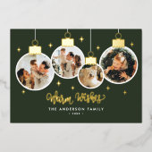 *REAL FOIL* Warm Wishes 4 Ornament Photos 箔シーズンカード (正面)