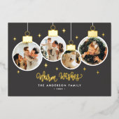 *REAL FOIL* Warm Wishes 4 Ornament Photos 箔シーズンカード (正面)