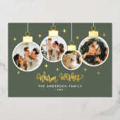 *REAL FOIL* Warm Wishes 4 Ornament Photos 箔シーズンカード (正面)