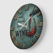 Real Friends Bring Wine Bar Decor ラージ壁時計 (傾斜)