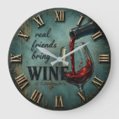 Real Friends Bring Wine Bar Decor ラージ壁時計 (正面)