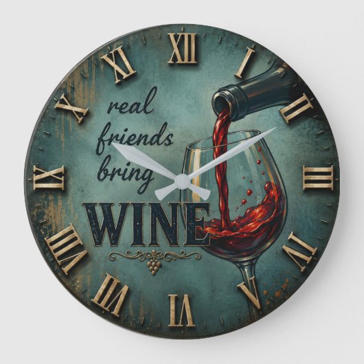 Real Friends Bring Wine Bar Decor ラージ壁時計 (正面)