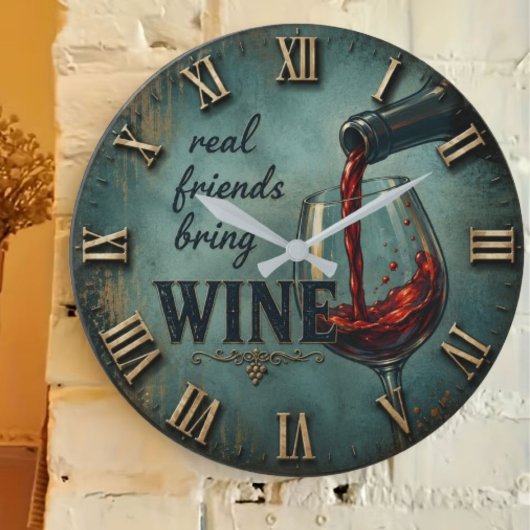 Real Friends Bring Wine Bar Decor ラージ壁時計