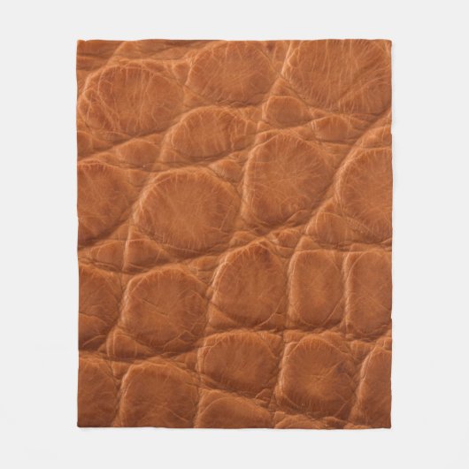 Real genuine tan brown alligator leather texture, フリースブランケット (正面)