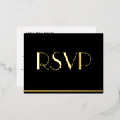 Real Gold Foil Great Gatsby Wedding RSVP Postcards 箔招待状ポストカード (正面/裏面)