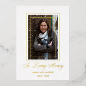 Real Gold White Traditional Elegant Photo Funeral 箔招待状 (正面)