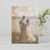 Real Golden Custom Photo Fancy Snowflake 箔シーズンカード (立ち正面)