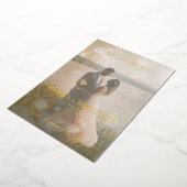 Real Golden Custom Photo Fancy Snowflake 箔シーズンカード (回転した状態)