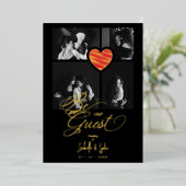 Real Golden Luxury Red Heart 4 photos Trendy 箔招待状 (立ち正面)