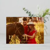 Real Golden Stylish & Fun Unmatched Wedding Photo 箔招待状 (立ち正面)