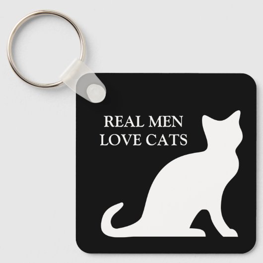 Real men love cats black and white reversible キーホルダー (正面)