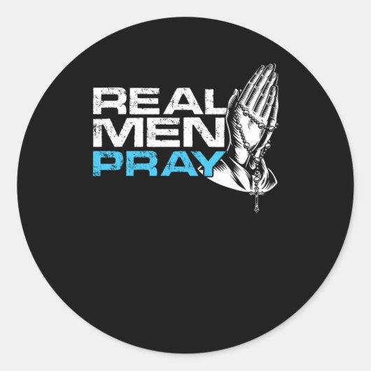 Real Men Pray Prayer Religion Faith Church God Gif ラウンドシール (正面)