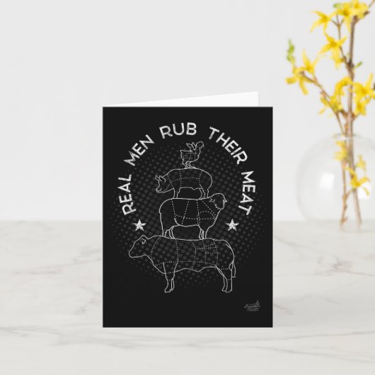 Real Men Rub Their Meat Bbq Smoker Master  カード (黄色い花)