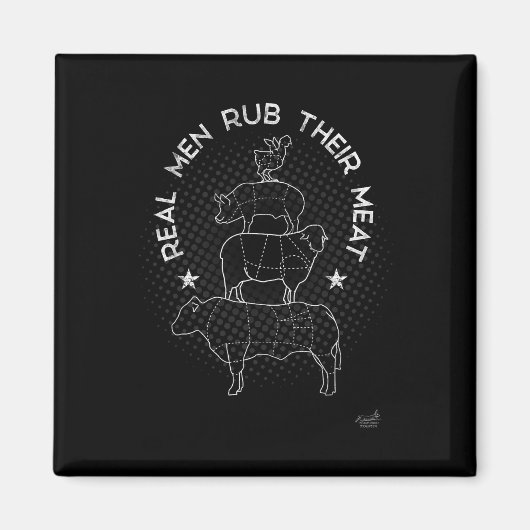 Real Men Rub Their Meat Bbq Smoker Master  マグネット (正面)