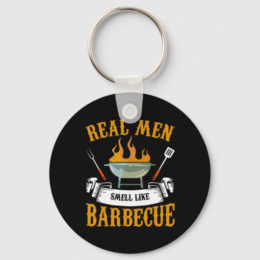Real Men Smell Like Byrbecue Bbq Grilling Grill Co キーホルダー (正面)