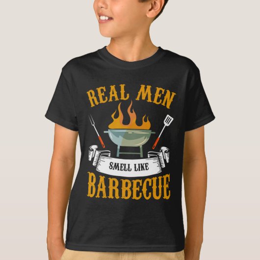Real Men Smell Like Byrbecue Bbq Grilling Grill Co Tシャツ (正面)