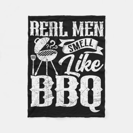 Real Men Smell Like Byrbecue Bbq Smoker Byrbecue G フリースブランケット (正面)