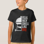 Real Men Smell Like Byrbecue Funny Bbq Grilling Gi Tシャツ (正面)
