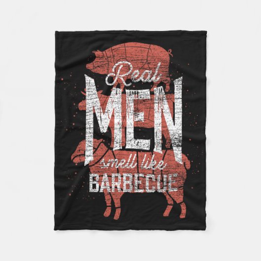 Real Men Smell Like Byrbecue Smoked Meat Men Gift  フリースブランケット (正面)
