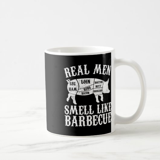 Real Men Smell Like Byrbeque Bbq Byrbecue Grilling コーヒーマグカップ (右)