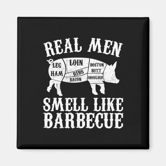 Real Men Smell Like Byrbeque Bbq Byrbecue Grilling マグネット (正面)