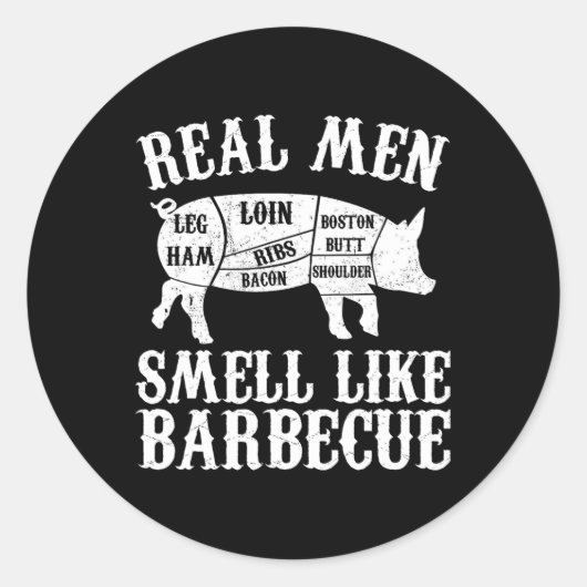 Real Men Smell Like Byrbeque Bbq Byrbecue Grilling ラウンドシール (正面)