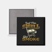Real Men Smell Like Smoke - Pitmaster Bbq Smoker G マグネット (正面/裏面)