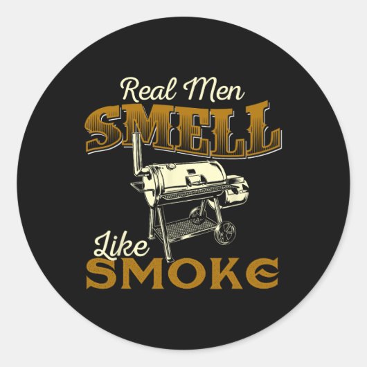 Real Men Smell Like Smoke - Pitmaster Bbq Smoker G ラウンドシール (正面)