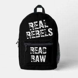 Real Rebels Read Raw, Cool Black プリントバックパック