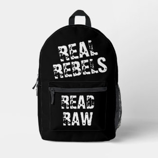 Real Rebels Read Raw, Cool Black プリントバックパック