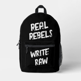 Real Rebels Write Raw, Cool Black プリントバックパック