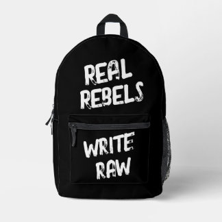 Real Rebels Write Raw, Cool Black プリントバックパック