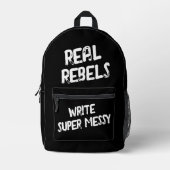 Real Rebels Write Super Messy, Cool Black プリントバックパック (正面)
