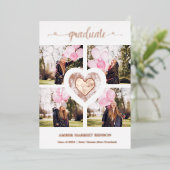 Real Rose Gold Heart Trendy Girl Pre K Graduation  箔招待状 (立ち正面)