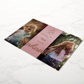 Real Rose Gold Then & Now Graduation Photo 箔招待状 (回転した状態)