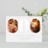 Real Silver Love Quote Wedding 2 Photos Couple 箔招待状 (立ち正面)