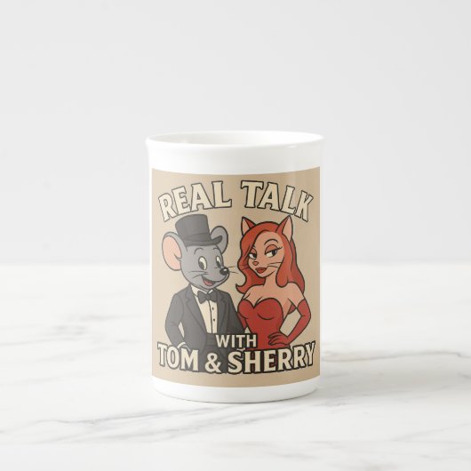 Real Talk with Tom and Sherry Cartoon Mug ボーンチャイナマグカップ (正面)
