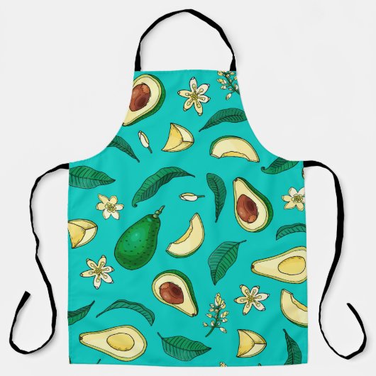 Realistic avocado. Seamless pattern. Summer exotic エプロン (正面)