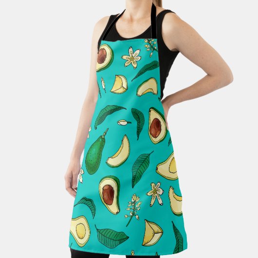 Realistic avocado. Seamless pattern. Summer exotic エプロン (インサイチュ)