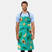 Realistic avocado. Seamless pattern. Summer exotic エプロン (着用した状態)