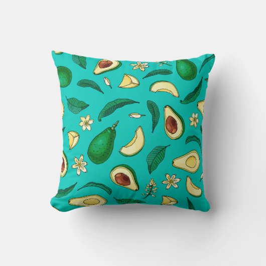 Realistic avocado. Seamless pattern. Summer exotic クッション (正面)