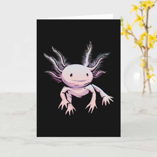 Realistic Axolotl Animal カード (黄色い花)