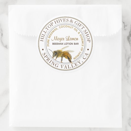 Realistic Bee Apiar製品ラベル ラウンドシール (バッグ)