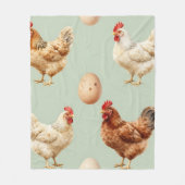 Realistic Chickens Farm Fresh Eggs Pattern フリースブランケット (正面)