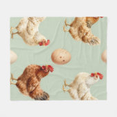 Realistic Chickens Farm Fresh Eggs Pattern フリースブランケット (正面(横))