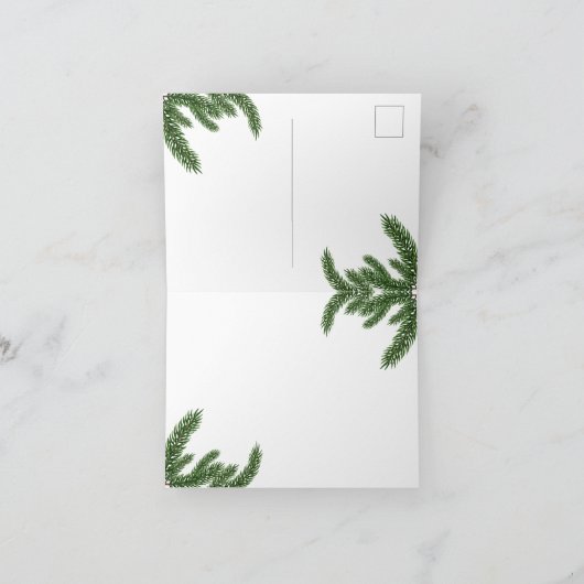 realistic christmas tree with golden decor サンキューカード (内部)