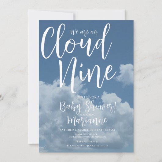 Realistic Clouds Cloud Nine Baby Shower   招待状 (正面)
